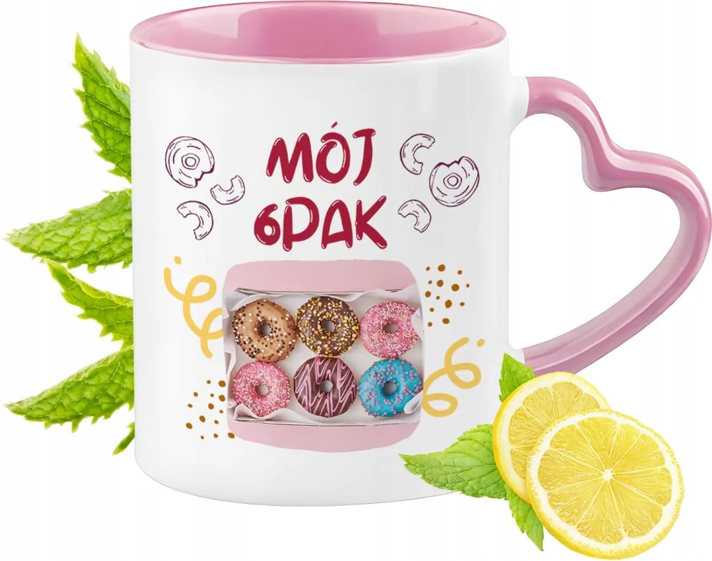 Vicces Rózsaszín Bögre Szív Alakú Füllel Ajándék