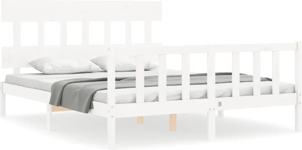 vidaXL fehér tömör fenyőfa ágy matrac nélkül 160 x 200 cm