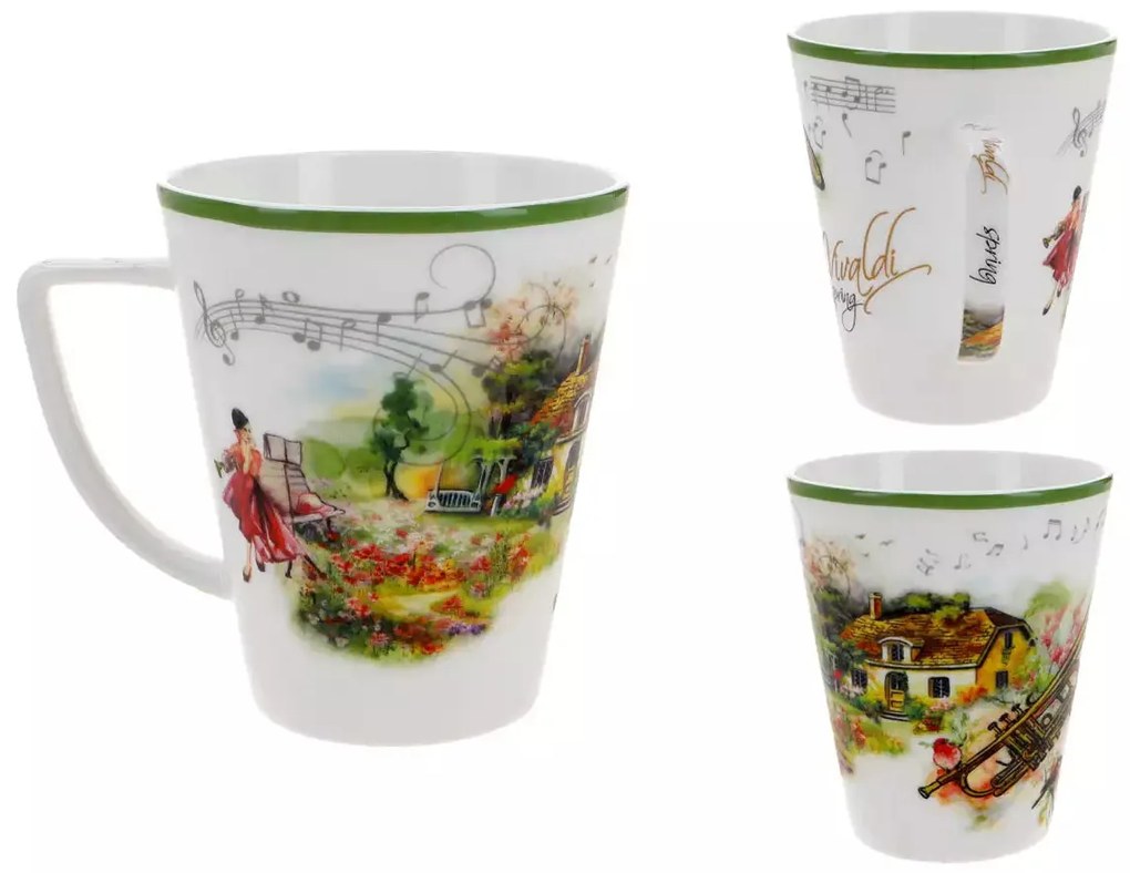 Vivaldi porcelán bögre díszdobozban - 400 ml Négy évszak Tavasz