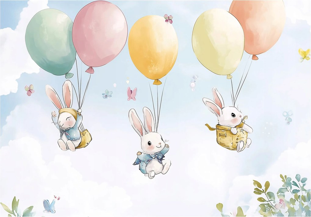 Fotótapéta Lányoknak Nyulak Felhők Tapéta Gyerekszobába 400x280