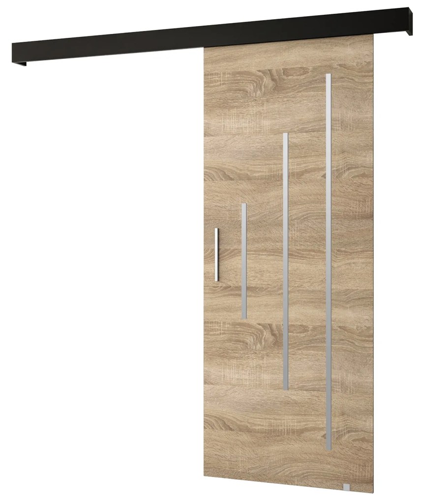 Tolóajtó 90 cm Sharlene Y (szonoma tölgy + matt fekete + ezüst). 1044053