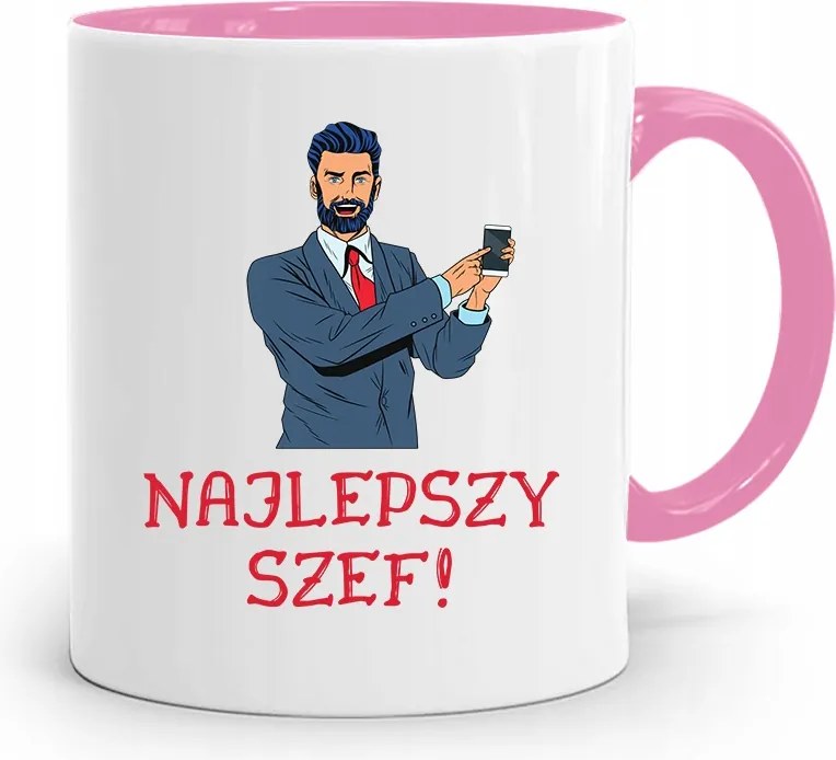 Rózsaszín Bögre Ajándék Főnöknek Legjobb Főnök fényképes nyomtatással