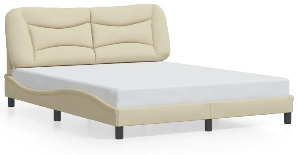 krémszínű szövet ágykeret LED-ekkel matrac nélkül Hvar 160 x 200 cm