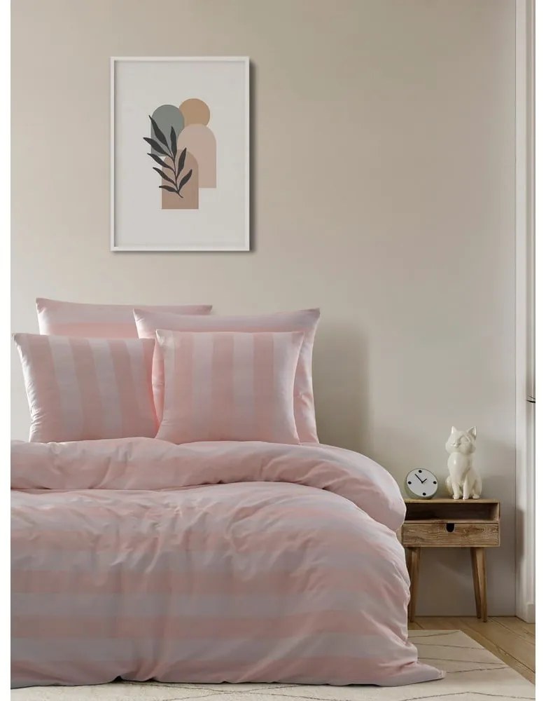 Világos rózsaszín kétszemélyes damaszt ágyneműhuzat 200x200 cm Max Yollu – Mijolnir