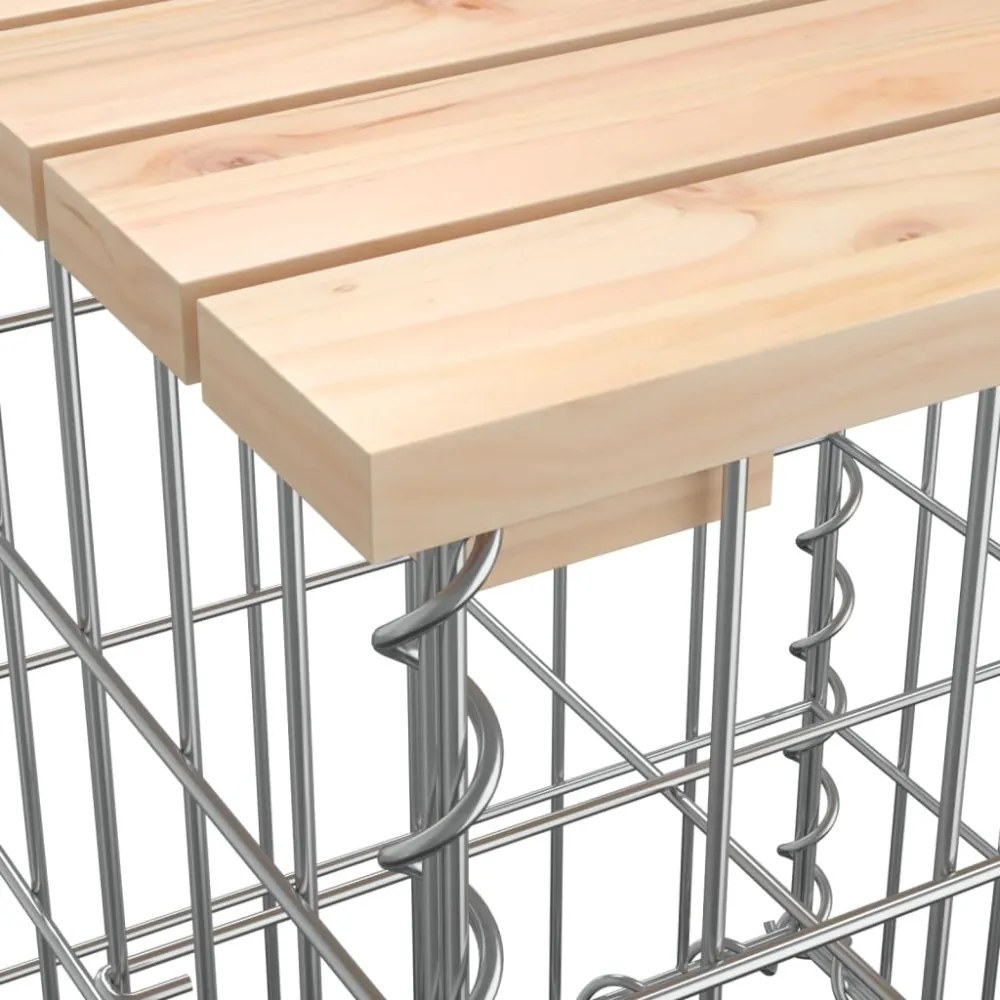 tömör fenyőfa gabion kerti pad 184x71x65,5 cm