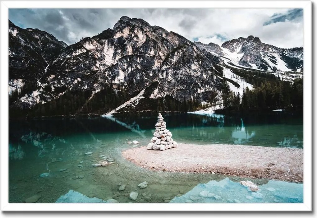 Poszterek keretben 60x40 Hegyi tájkép tóval