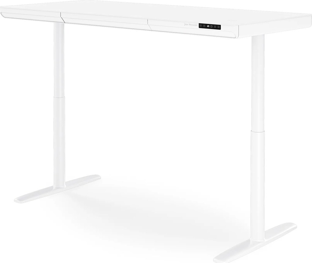 Elektromos ülő-álló íróasztal fiókkal és Qi vezeték nélküli töltővel fehér, 1600 mm: ELLIS