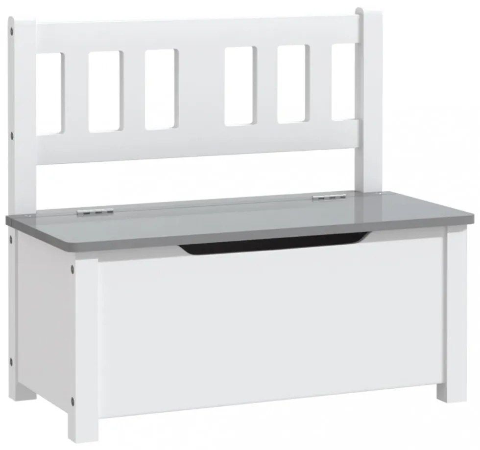 fehér-szürke MDF gyermek tárolópad 60 x 30 x 55 cm