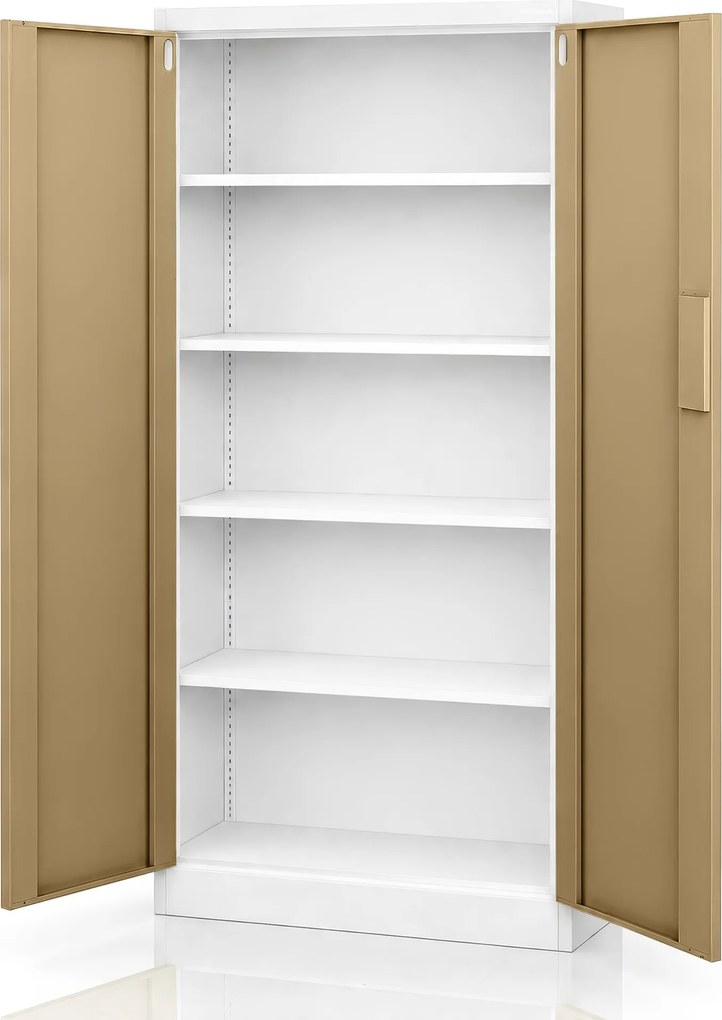 Irodai fém szekrény számzáras fehér / dió: Eco Design DANIEL, 900 x 1850 x 400 mm