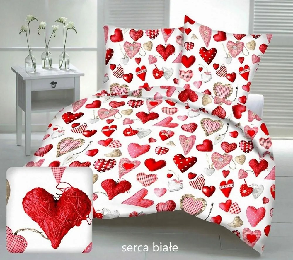 Fakéreg párnahuzat 50x60 fehér piros szív Valentin napi cipzáras