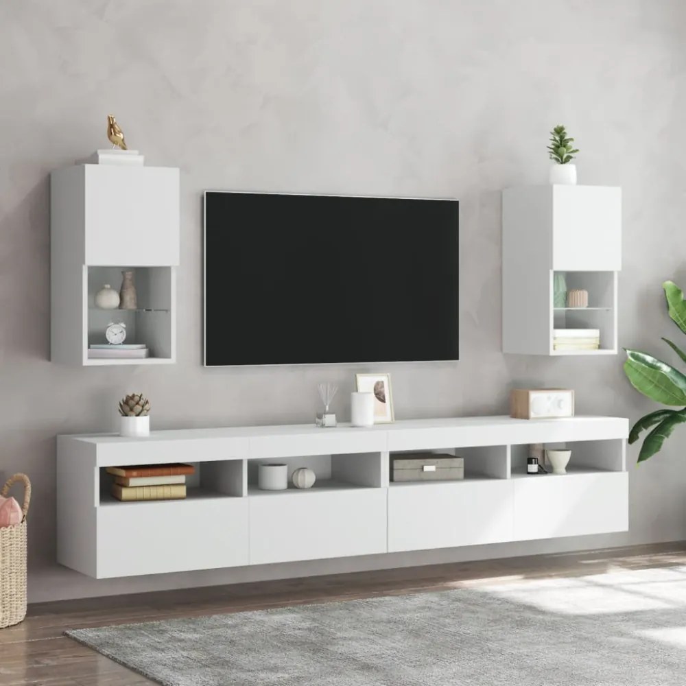 fehér TV-szekrény LED-lámpákkal 30,5 x 30 x 60 cm
