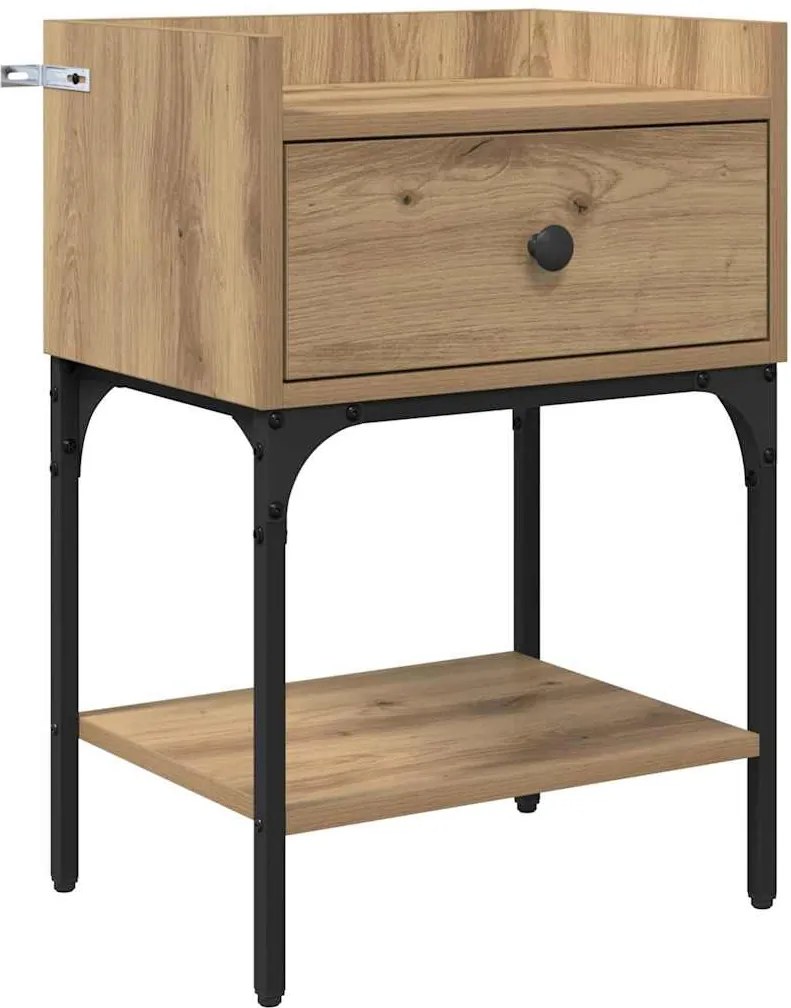 vidaXL Éjjeli asztal fiókkal Artisan tölgy 40 x 29 x 60 cm Faanyag
