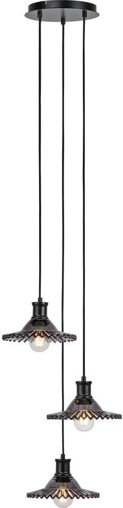 Markslöjd 108853 - Csillár zsinóron NOVIA 3xE27/40W/230V fekete/füstös