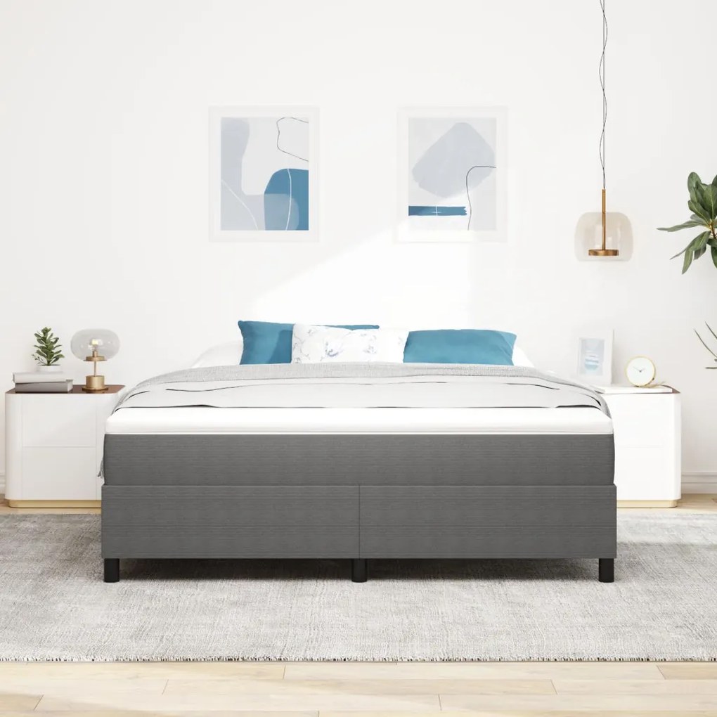 Boxspring Ágy Világosszürke Szuper King Bordás Szövet