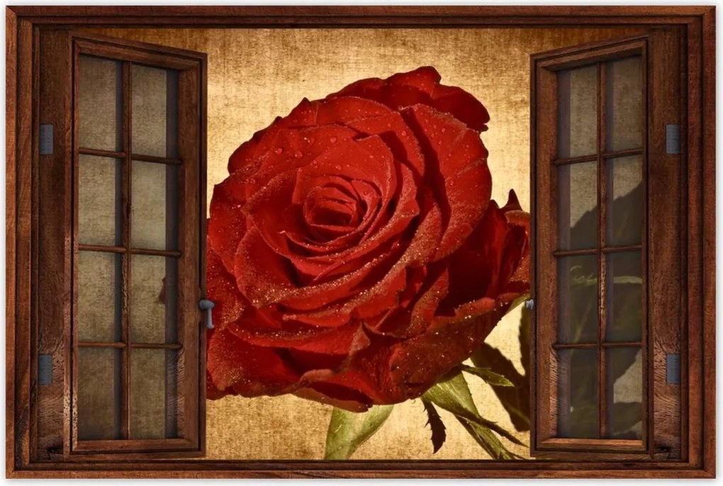 Poszterek 120x80 Rózsa szépia háttérrel