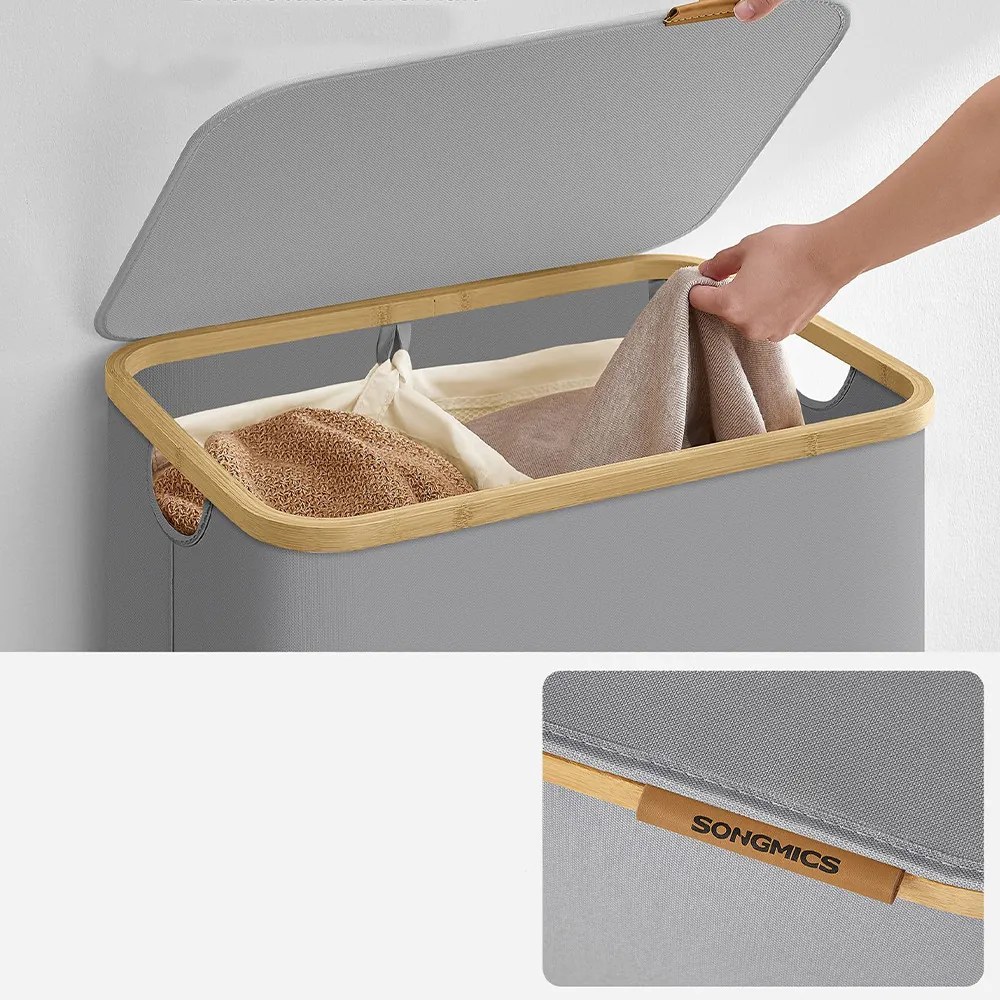 Műanyag szennyestartó kosár, szürke