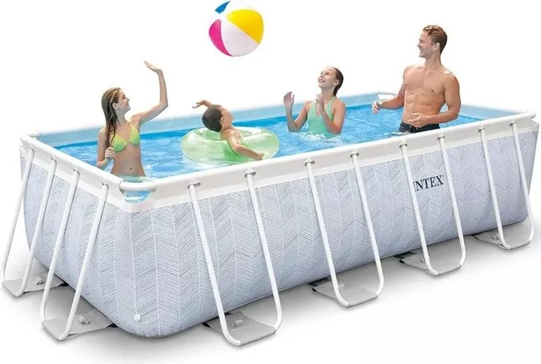INTEX MetalPrism Set Chevron négyszögletű medence 400 x 200 x 100 cm (26780)