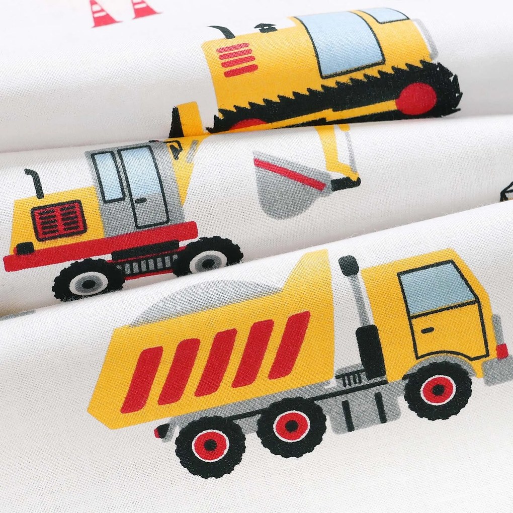 Goldea gyerek pamut gumis lepedő - teherautók és kotrógépek 120 x 200 cm