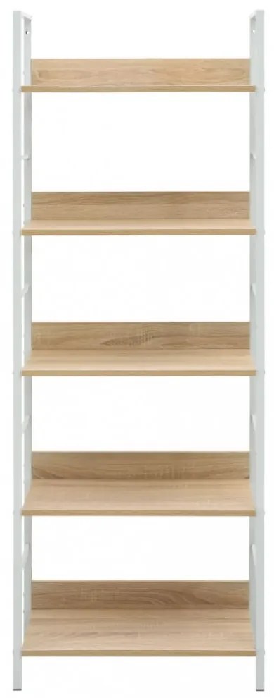 5 szintes tölgyszínű szerelt fa könyvespolc 60x27,6x158,5 cm