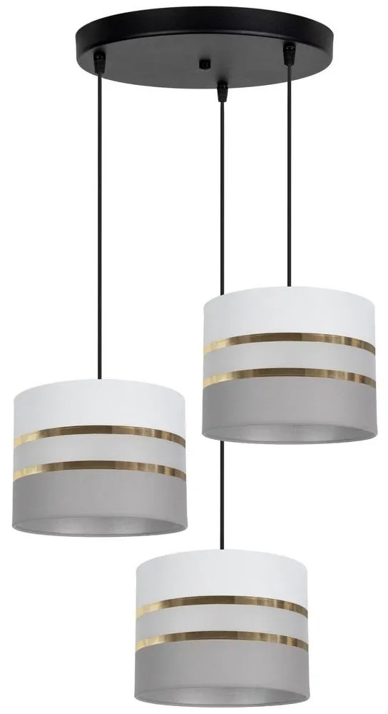 Csillár zsinóron CORAL 3xE27/60W/230V fehér/szürke