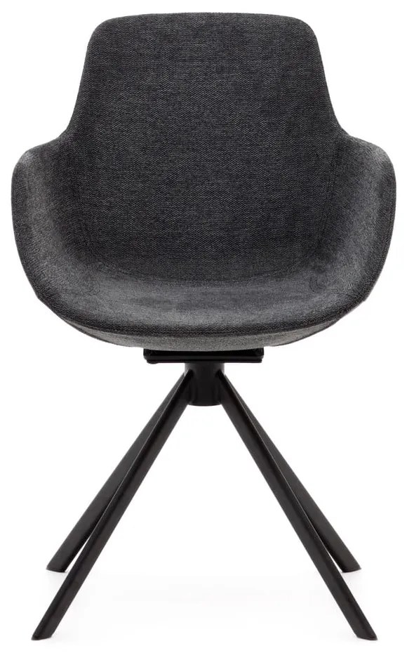 Sötétszürke kárpitozott karfás étkezőfotel szett 2 db-os Tissiana – Kave Home