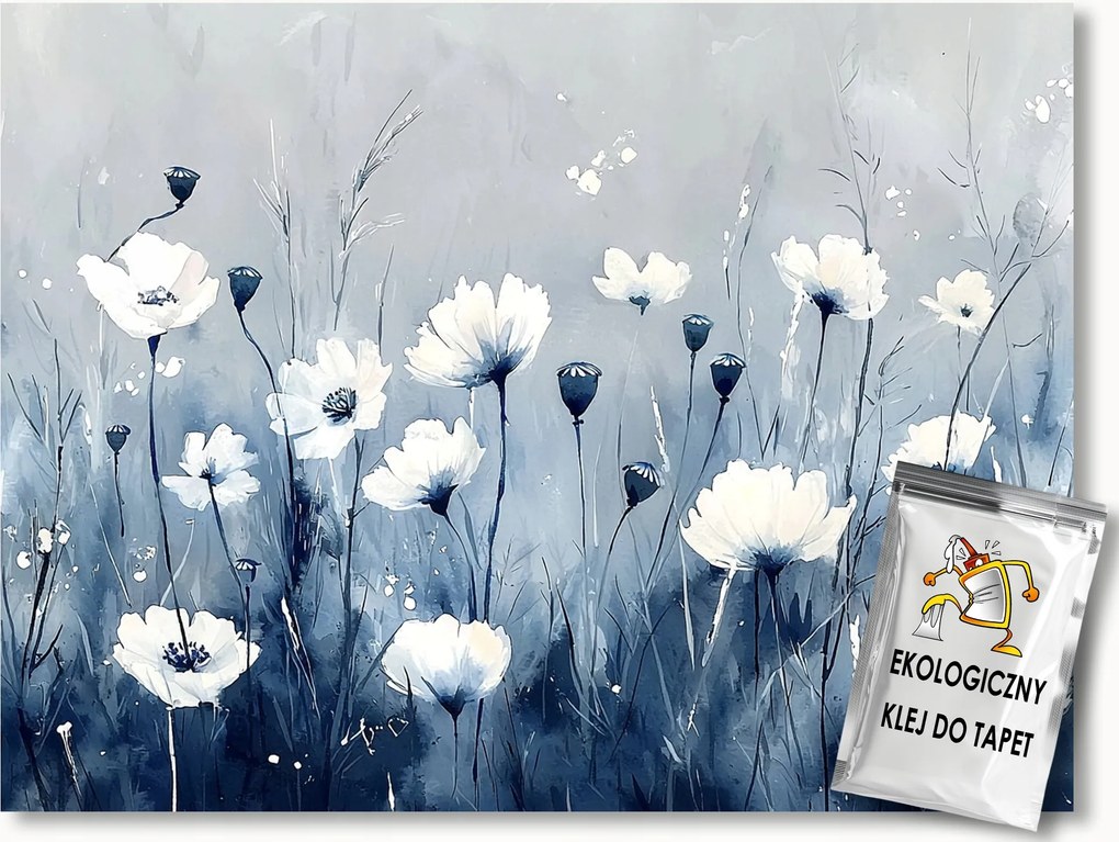 Fotótapéta Flizelina Grafika Fűvirágok Kék Rét 312x219 ragasztó