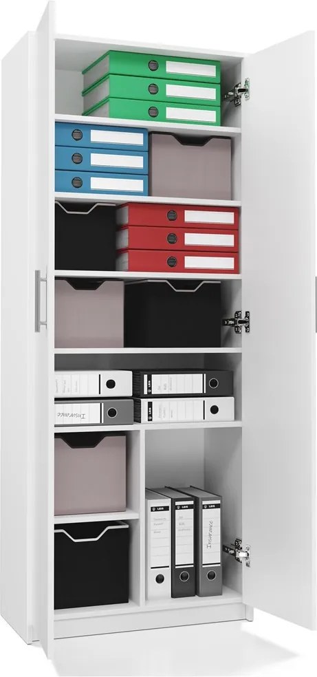 Oliv 2D könyvespolc, irodai szekrény, fehér