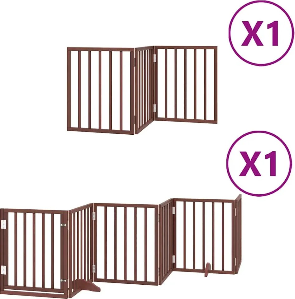vidaXL barna nyárfa 9 paneles összecsukható kutyakapu ajtóval 450 cm