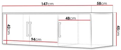 Ruhásszekrény felépítménnyel Lenona II D3 (szilva + arany) (tükörrel). 1105680