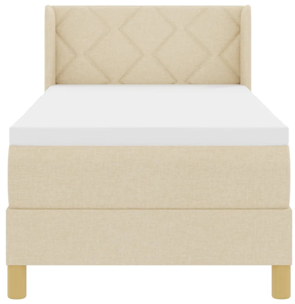 vidaXL Boxrugós ágy matracmal fejtámlával Krém 200 x 80 cm Poliészter