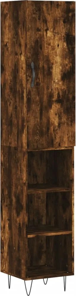 vidaXL füstös tölgy színű szerelt fa magasszekrény 34,5x34x180 cm