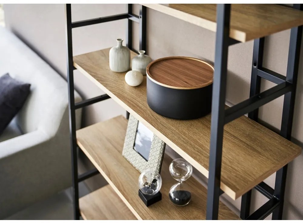 Fekete fedeles fém tárolódoboz ø 22x11 cm Rin – YAMAZAKI