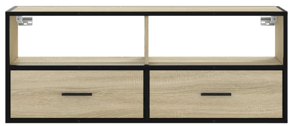 sonoma tölgy színű szerelt fa és fém TV-szekrény 100x31x39,5 cm