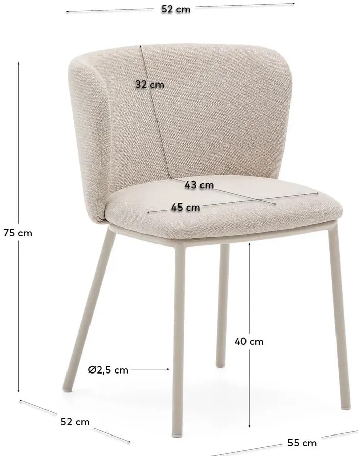 Bézs kárpitozott étkezőfotel Ciselia – Kave Home