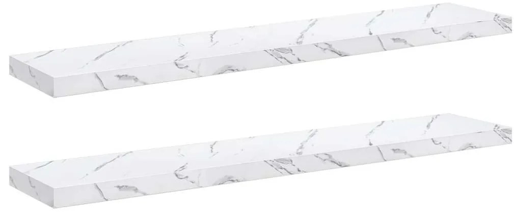 vidaXL Falpolc tárolóval 2 pcs Fehér márvány 120 x 23,5 x 4 cm Faanyag