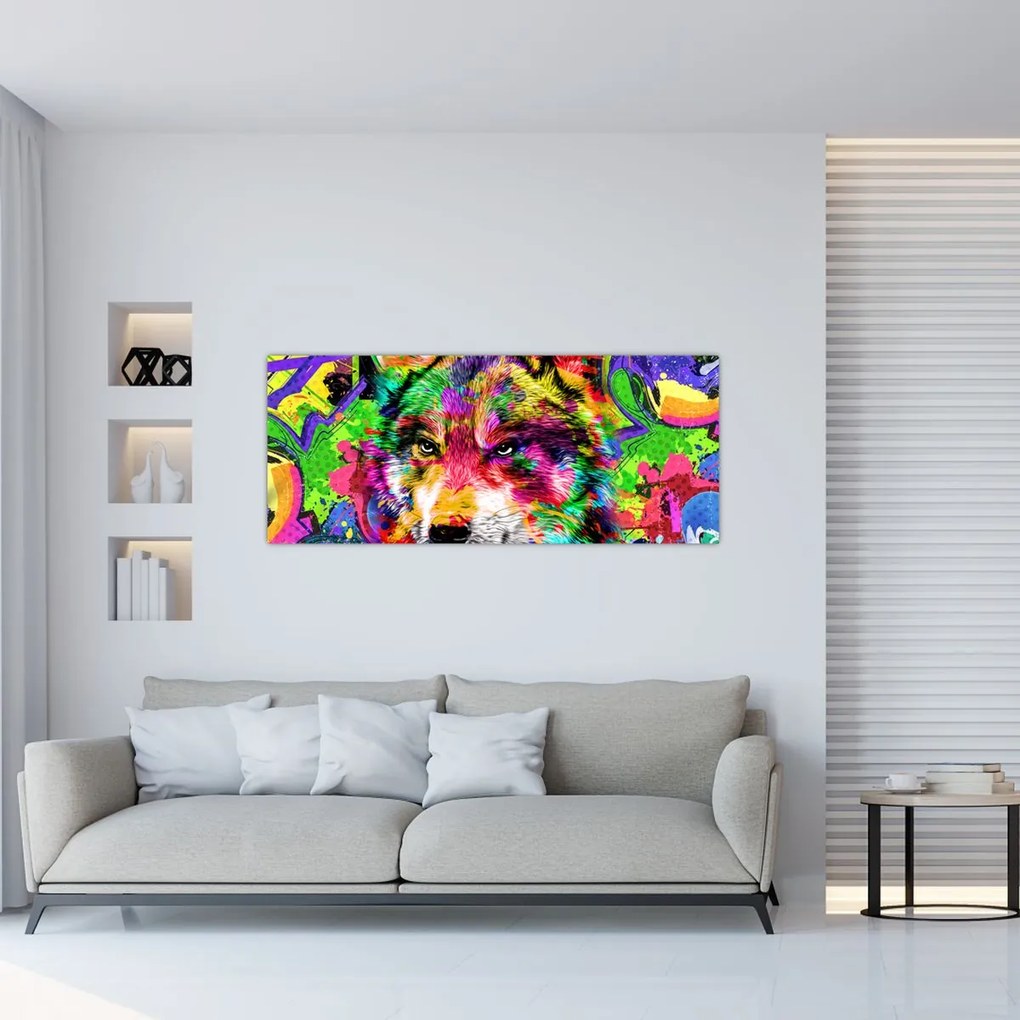 Kép - Farkas graffitivel (120x50 cm)