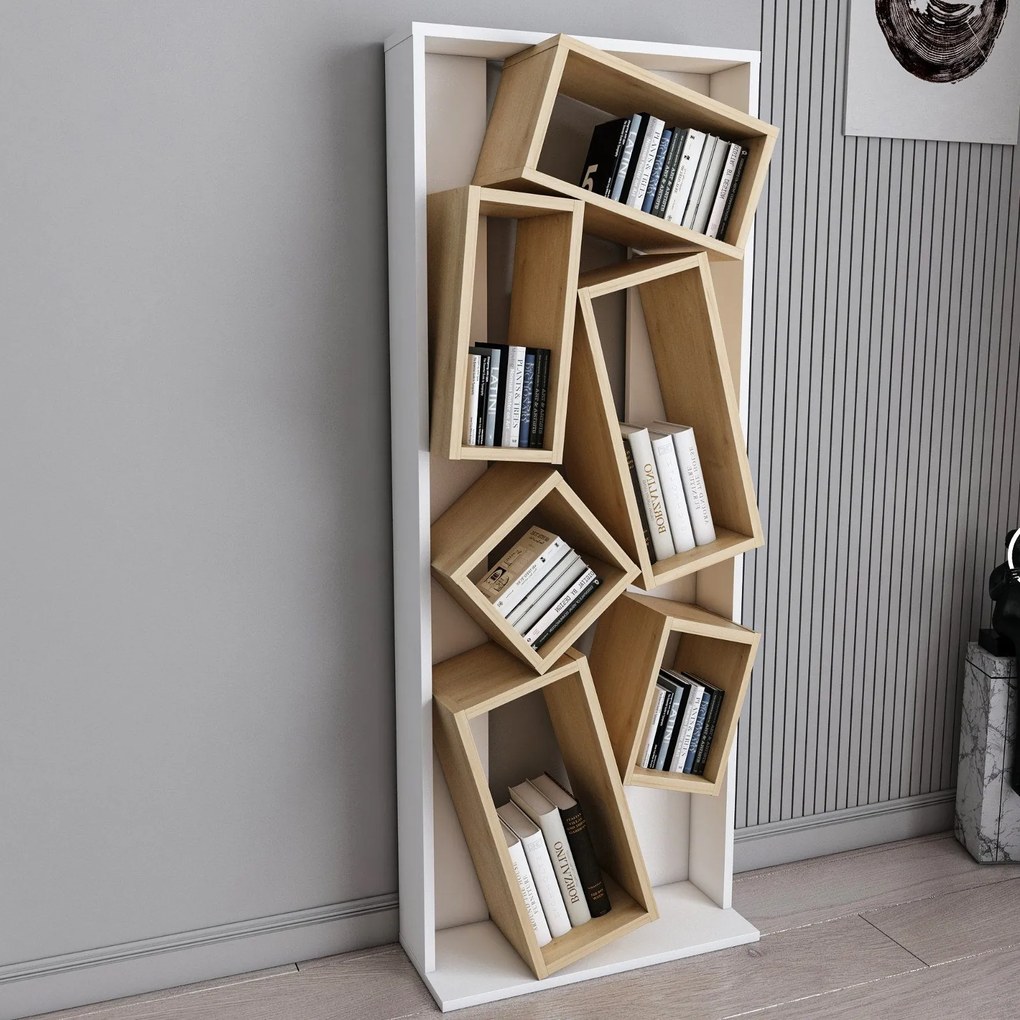 könyvespolc Carmen - White, Oak