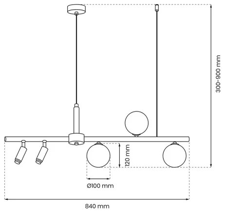 Csillár zsinóron SIRIO 5xG9/25W/230V fekete