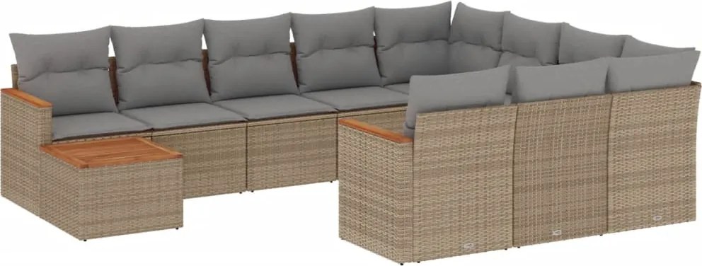 vidaXL 11 részes bézs polyrattan kerti ülőgarnitúra párnákkal