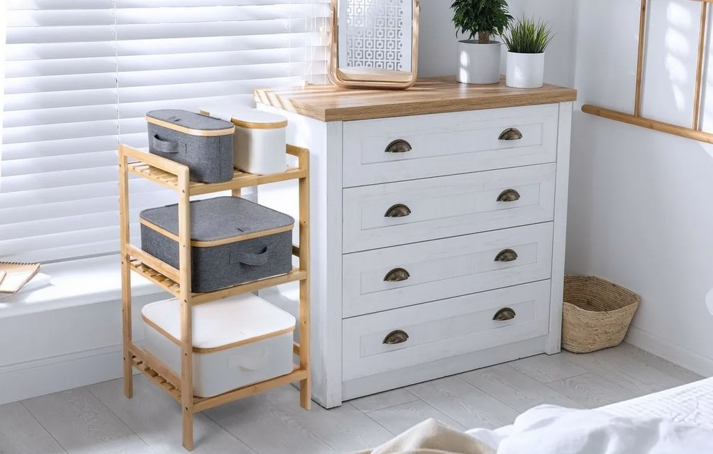 G21 tárolódoboz 30 x 30 x 15 cm, bambusz, fedéllel, bézs