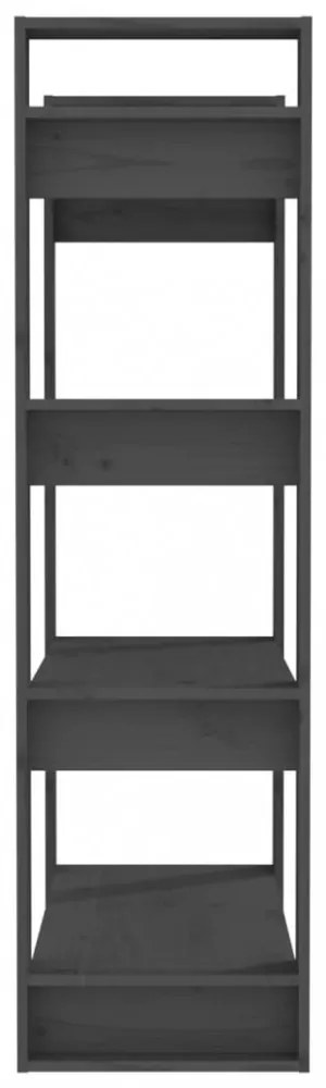 szürke tömör fenyőfa könyvszekrény/térelválasztó 80x35x125 cm
