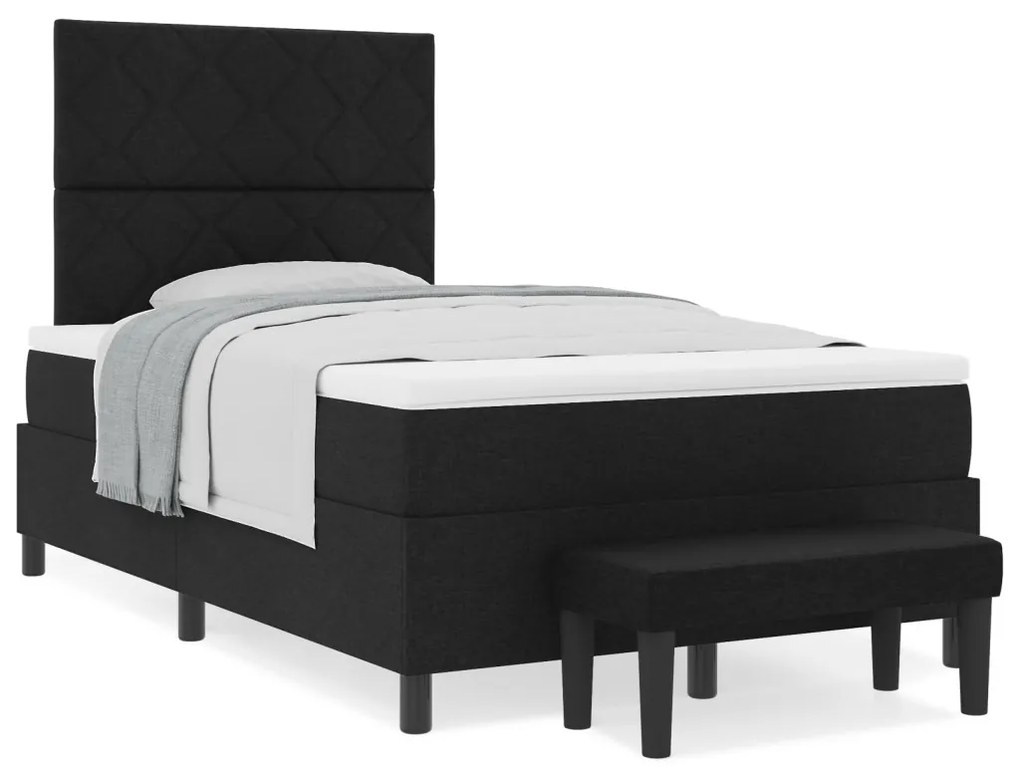 Box Spring Ágy Matraccal és Pad Fekete 120x190 cm Szövet