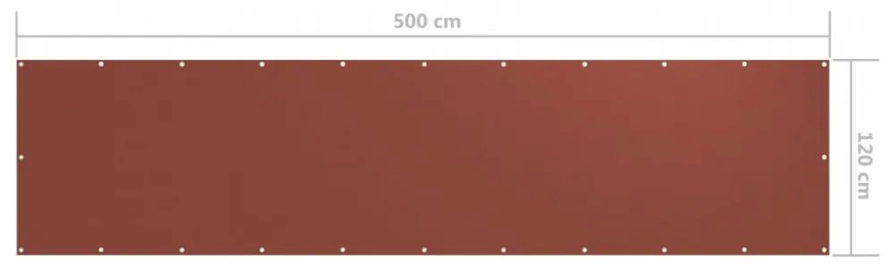 terrakotta oxford-szövet erkélyparaván 120 x 500 cm