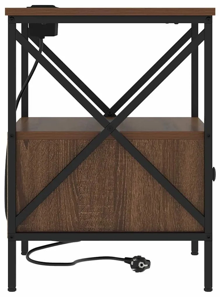 vidaXL Éjjeliszekrény 2 pcs Barna Tölgy 41,5 x 40,5 x 55 cm Faanyag
