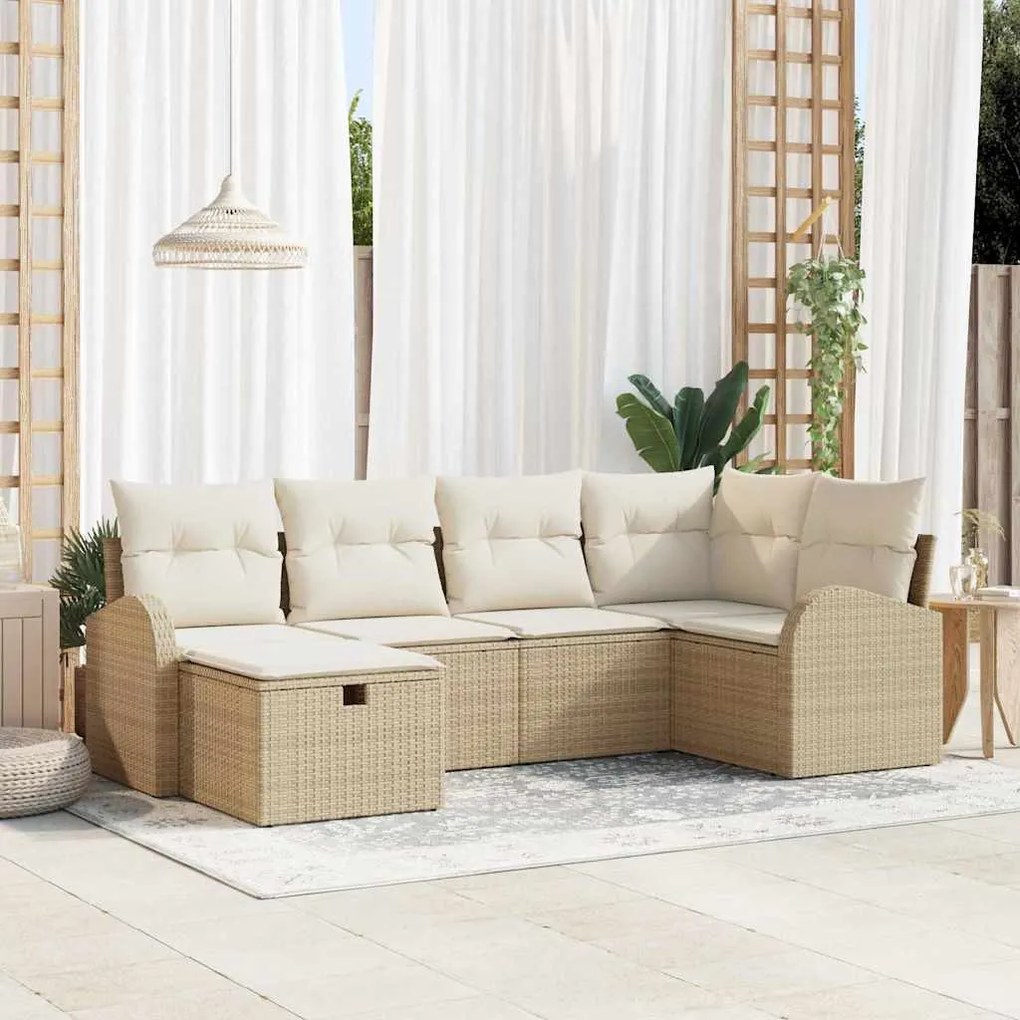 Kerti Kanapé Szett 6 pcs bézs és krémszínű 234 x 124 x 85 cm