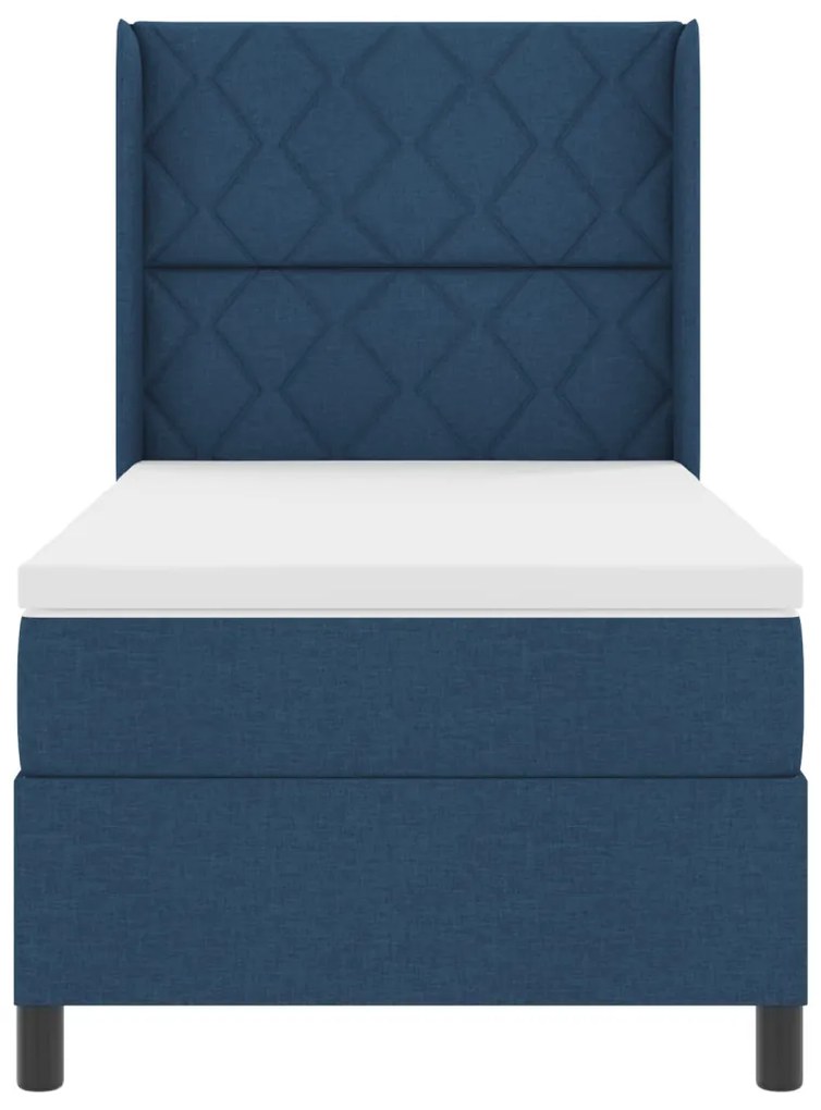 Boxspring Ágy Matraccal Kék 90x200 cm Textil