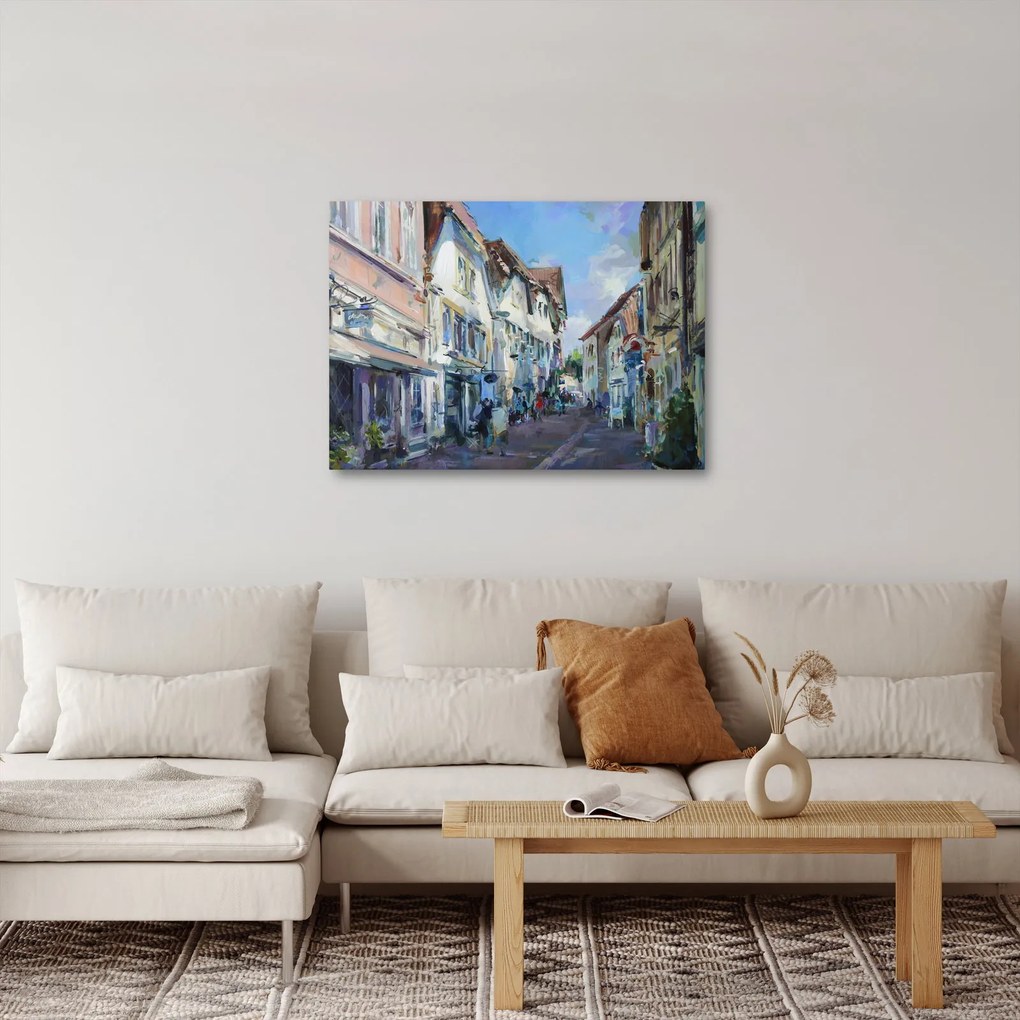 Kép - régi város sikátora, akril festmény (70x50 cm)