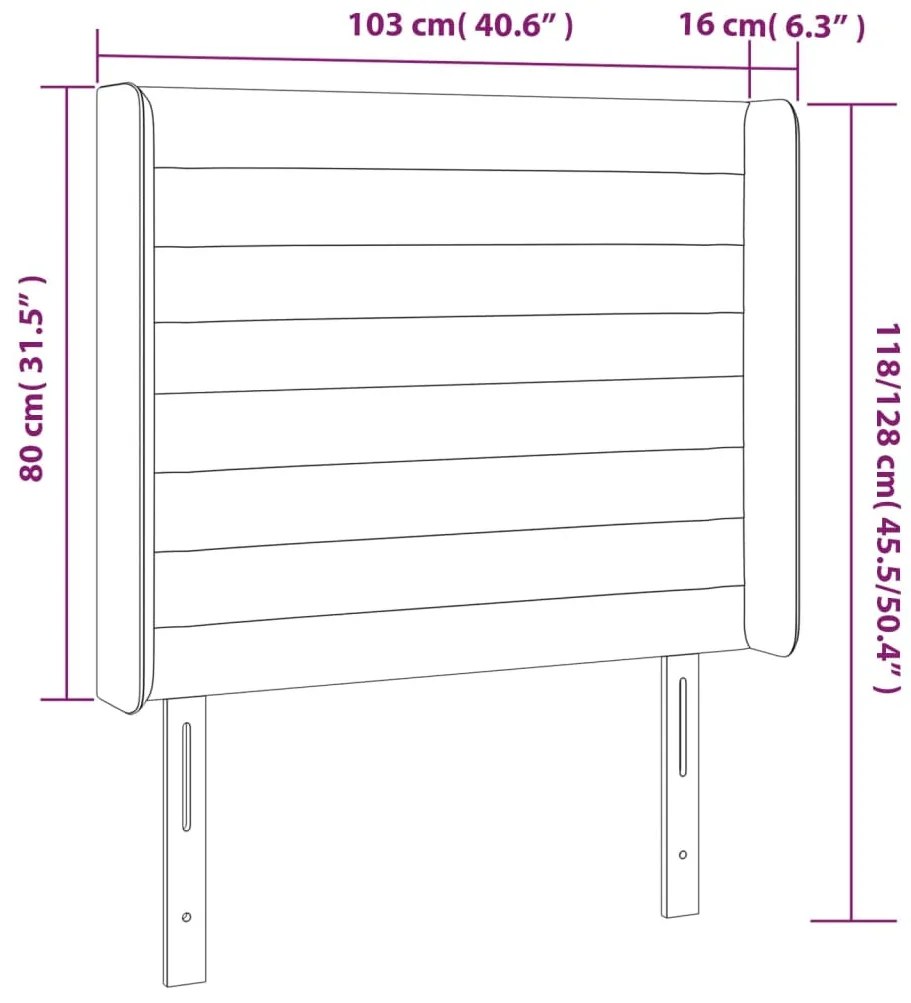 sötétbarna szövet LED-es fejtámla 103x16x118/128 cm