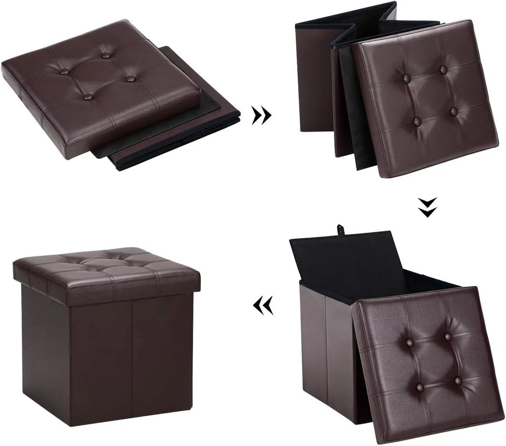 Casaria® Puff tárolóhellyel 40x40x40 cm - barna