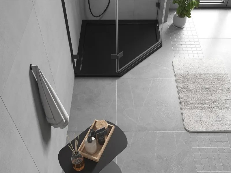 Mexen Flow ötszögletű slim zuhanytálca 80 x 80 cm, fekete matt - 46P708080